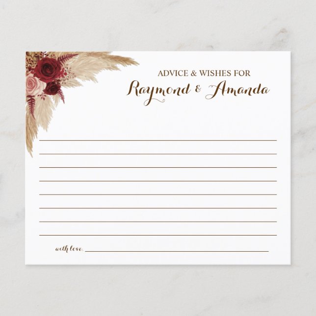 Advice and Wishes for Couple Bridal Shower card Flyer (Front)