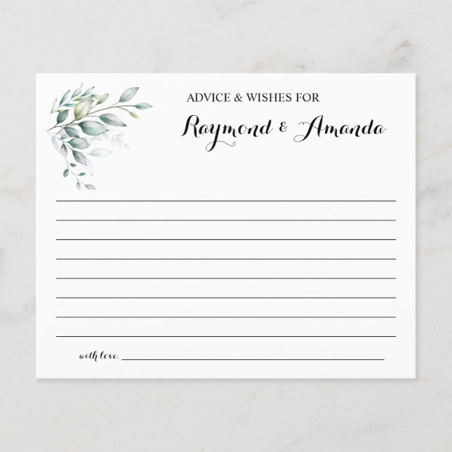 Advice and Wishes for Couple Bridal Shower card Flyer (Front)