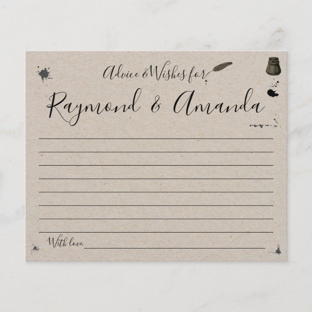 Advice and Wishes for Couple Bridal Shower card Flyer (Front)