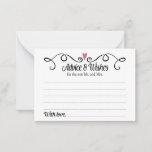 Advice and Wishes for New Mr Mrs Wedding Cards<br><div class="desc">These stylish Advice & Wishes cards will be the perfect addition to your wedding reception. It features a swirly black border with a plum purple heart on top. The text inside is "Advice & Wishes" in a fun black script font and "for the new Mr. and Mrs." in a simple...</div>