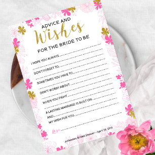 Advice and Wishes for the Bride Pink Floral Card