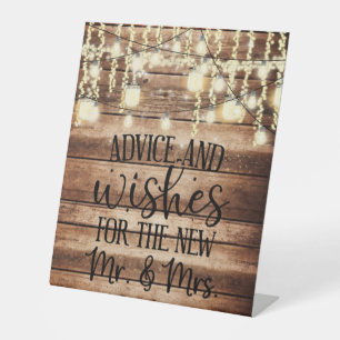 Advice and Wishes for the Mrs and Mrs Wedding Pedestal Sign