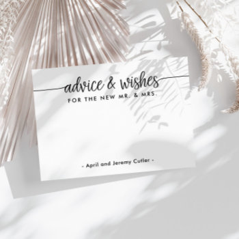 Advice And Wishes For The New Mr. & Mrs. Blank Enclosure Card by FancyShmancyNotes at Zazzle