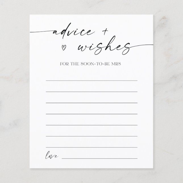 Advice and Wishes for the Soon-to-be Mrs (Front)