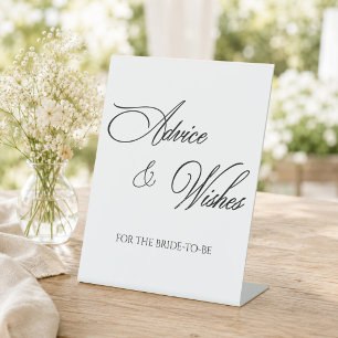Advice and Wishes Minimalist Bridal Shower Pedestal Sign