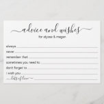 Advice and Wishes Modern LGBTQ Wedding<br><div class="desc">These simple, modern, handwritten script Advice & Wishes sheets are perfect to have shower, rehearsal dinner or wedding guests fill out for the happy couple. People will love having the prompts - they make it so easy to leave loving words of advice and well wishes. They will be treasured for...</div>