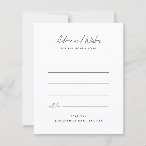 Advice and Wishes Mommy To Be Baby Shower Card