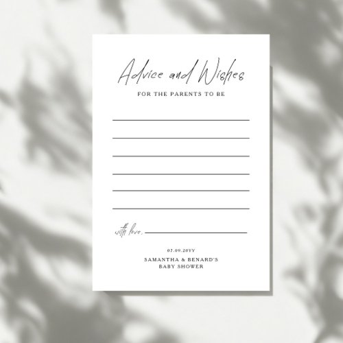 Advice and Wishes Parents To Be Script Baby Shower Card