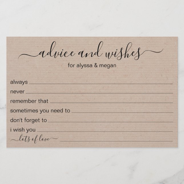 Advice and Wishes Rustic LGBTQ Wedding (Front)