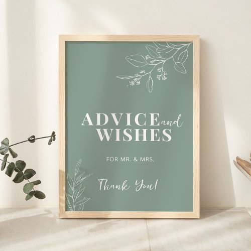 Advice And Wishes Sage Green Wedding Sign 