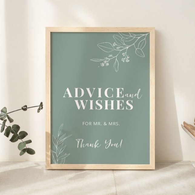 Advice And Wishes Sage Green Wedding Sign  (Creator Uploaded)
