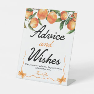 Advice and Wishes Sign Orange Baby Shower Sign