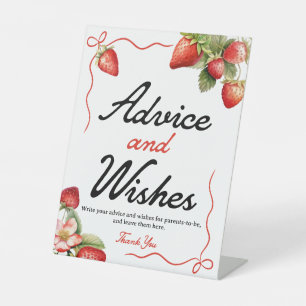 Advice and Wishes Sign Strawberry Baby Shower