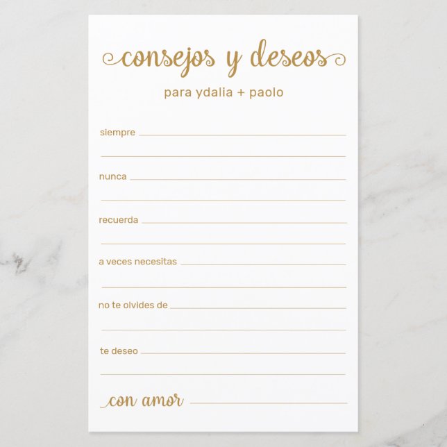 Advice and Wishes Spanish (Front)