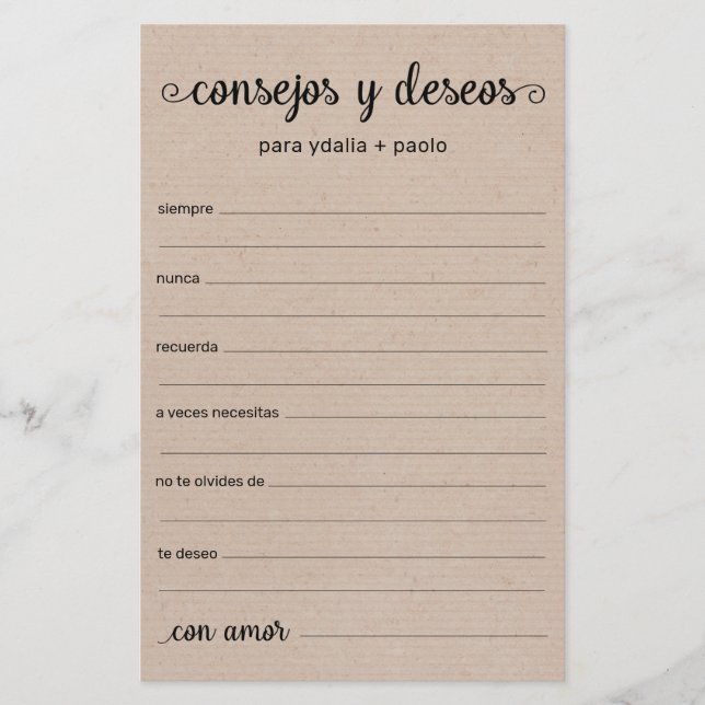 Advice and Wishes Spanish (Front)
