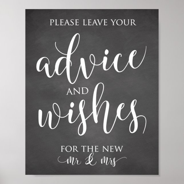 Advice and Wishes Wedding Decor Sign (Front)