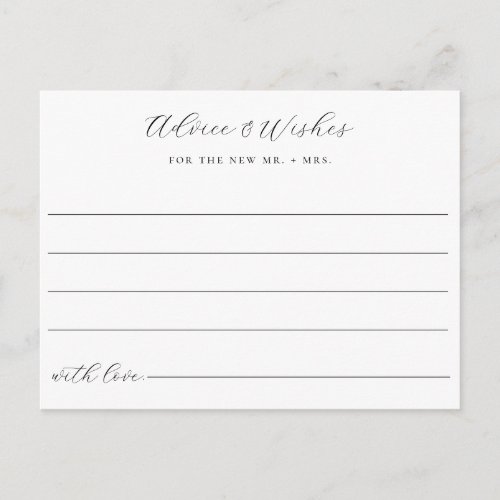Advice and Wishes Wedding Note Card