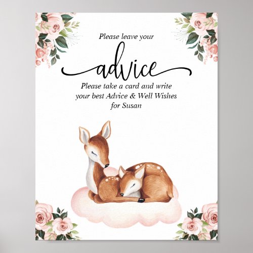 Advice Baby Shower Oh Deer Poster