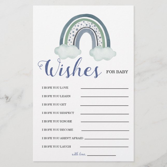 Advice Blue Baby Boy Shower Game (Front)