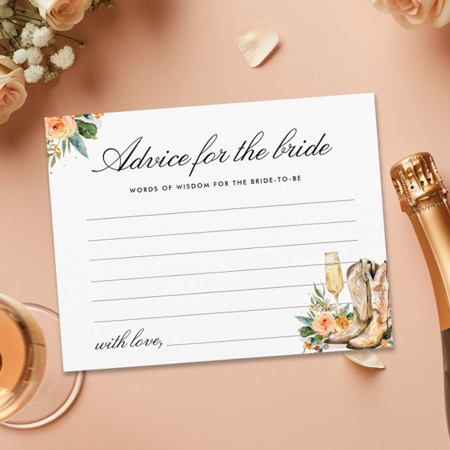 Advice Boots and Bubbly Western Bridal Shower Enclosure Card (Creator Uploaded)