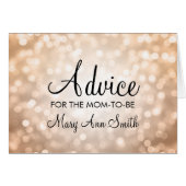 Advice Card Baby Shower Copper Glitter Lights (Front Horizontal)