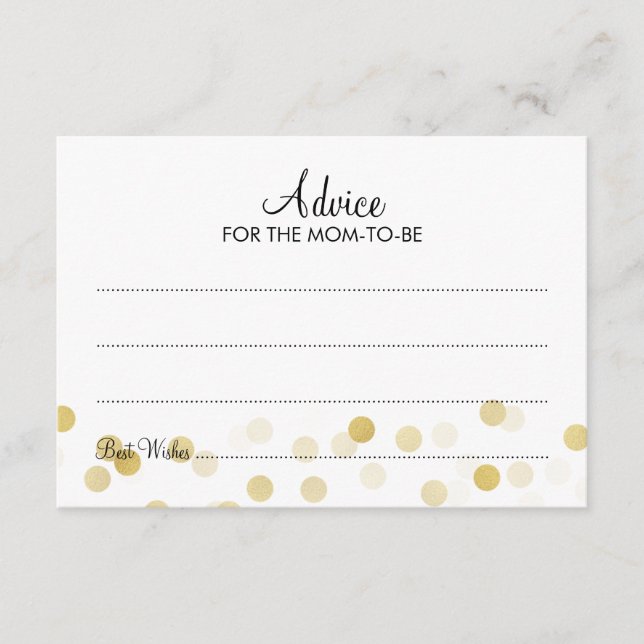 Advice Card Baby Shower Gold Foil Glitter Lights (Front)