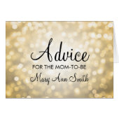 Advice Card Baby Shower Gold Glitter Lights (Front Horizontal)
