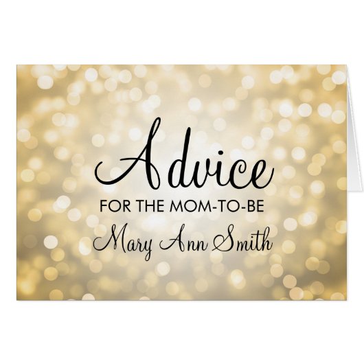 Advice Card Baby Shower Gold Glitter Lights (Front Horizontal)