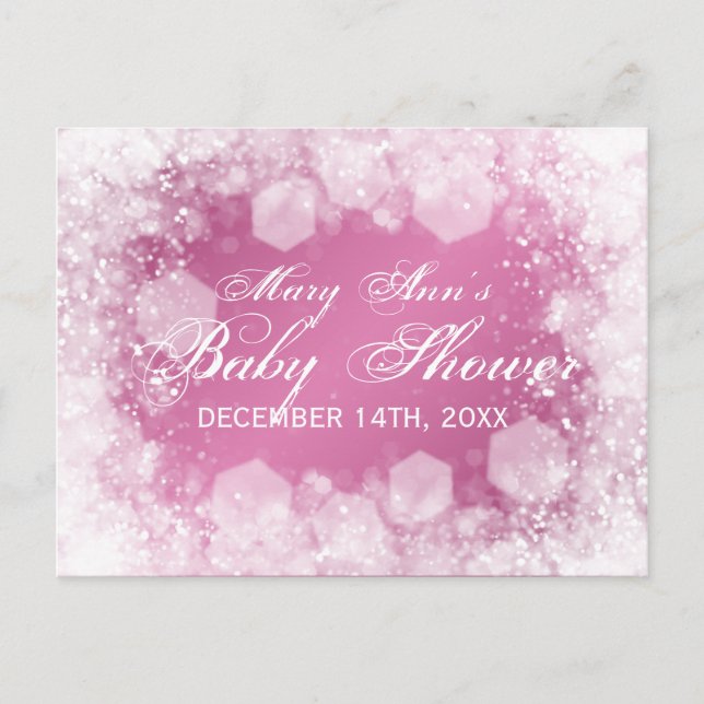 Advice Card Baby Shower Night Sparkle Pink (Front)