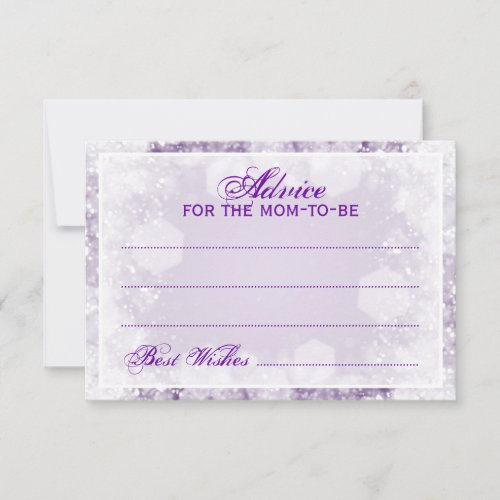 Advice Card Baby Shower Night Sparkle Purple