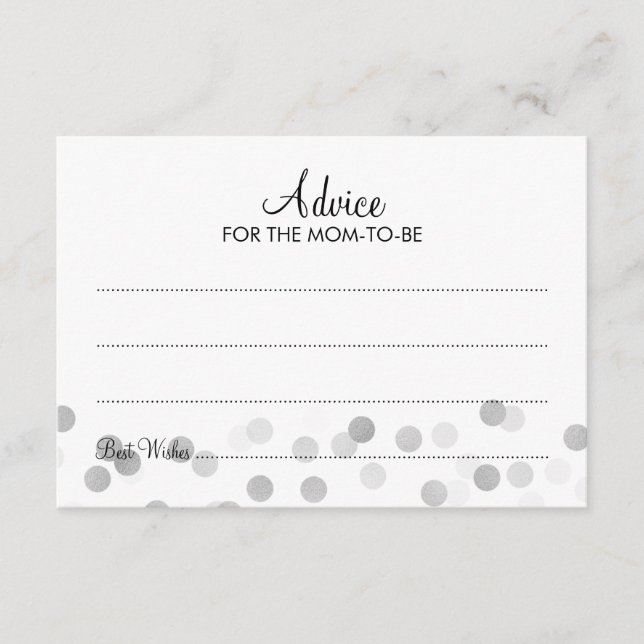 Advice Card Baby Shower Silver Foil Glitter Lights (Front)