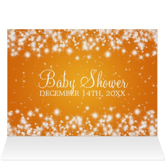 Advice Card Baby Shower Winter Sparkle Orange (Inside Horizontal (Top))