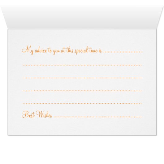 Advice Card Baby Shower Winter Sparkle Orange (Inside Horizontal (Bottom))