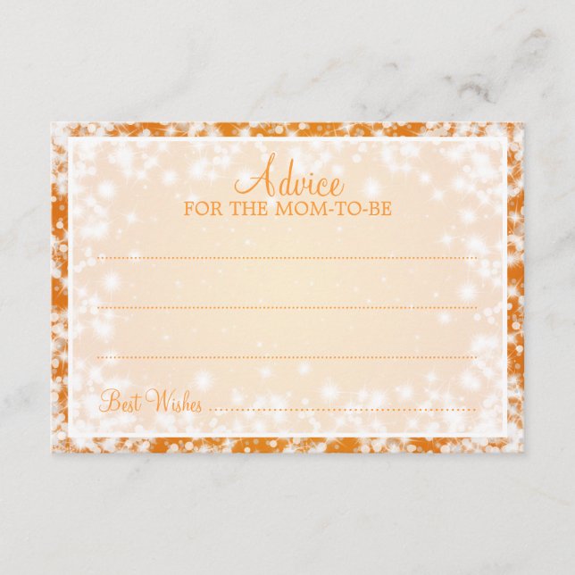Advice Card Baby Shower Winter Sparkle Orange (Front)
