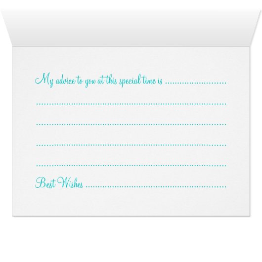 Advice Card Baby Shower Winter Sparkle Turquoise (Inside Horizontal (Bottom))