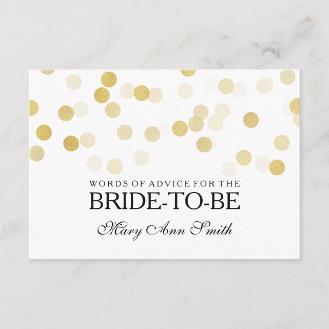 Advice Card Bridal Shower Faux Gold Foil Glitter (Front)