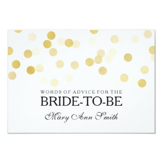 Advice Card Bridal Shower Faux Gold Foil Glitter