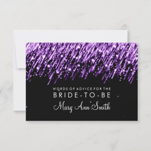 Advice Card Bridal Shower Purple Falling Stars