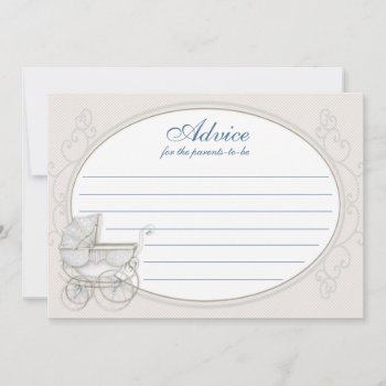 Advice Card Carriage Ivory Blue Gingham by nawnibelles at Zazzle