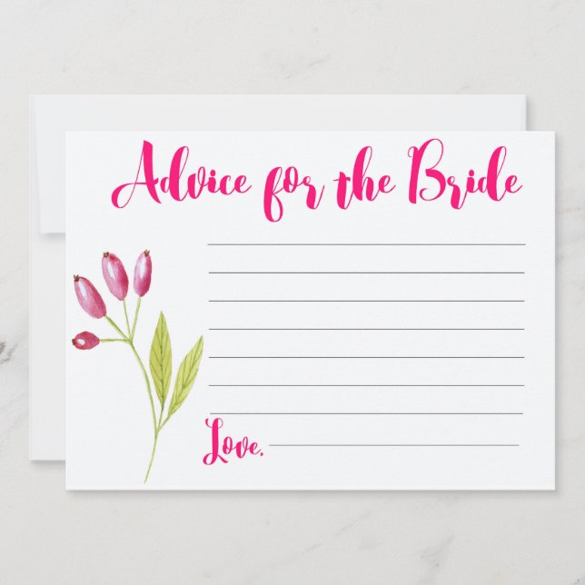 Advice Card for Bride to Be Bridal Shower Game (Front)