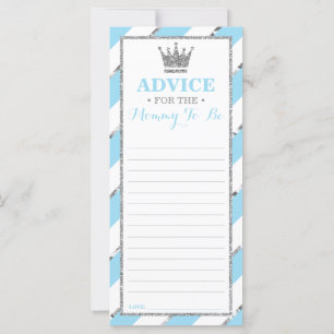 Advice Card for Mom-To-Be, Baby Shower Faux Silver