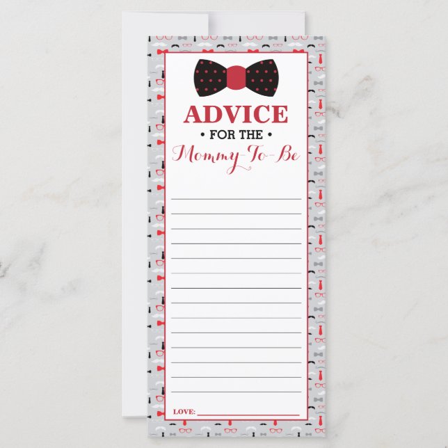 Advice Card for Mom-To-Be, Little Man Baby Shower (Front)