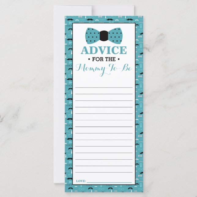 Advice Card for Mom-To-Be, Little Man Baby Shower (Front)
