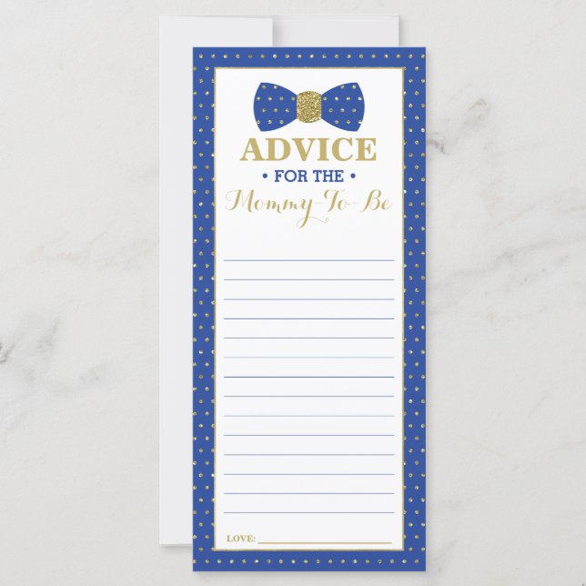 Advice Card for Mom-To-Be, Little Man Baby Shower (Front)