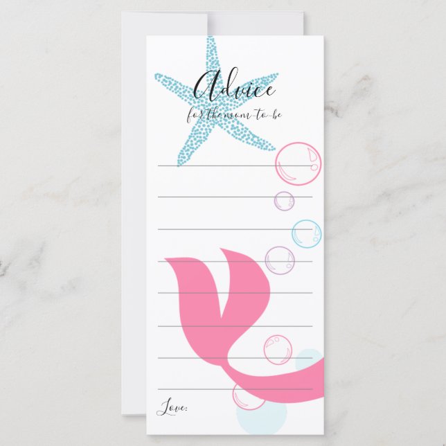 Advice Card for Mom-To-Be Mermaid Girl Baby Shower (Front)
