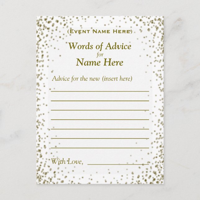 Advice Card | Gold Confetti (Front)