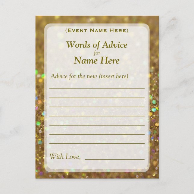 Advice Card | Gold Glam Glitter (Front)