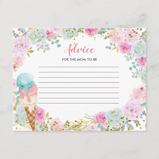 Advice Card Pastel Vanilla Ice cream Floral (Front)