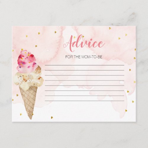 Advice Card Pink Ice cream Bridal Shower