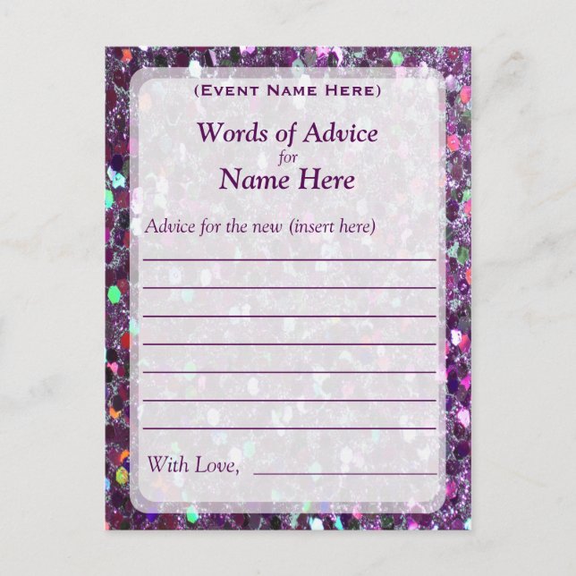 Advice Card | Purple Confetti Glitter (Front)